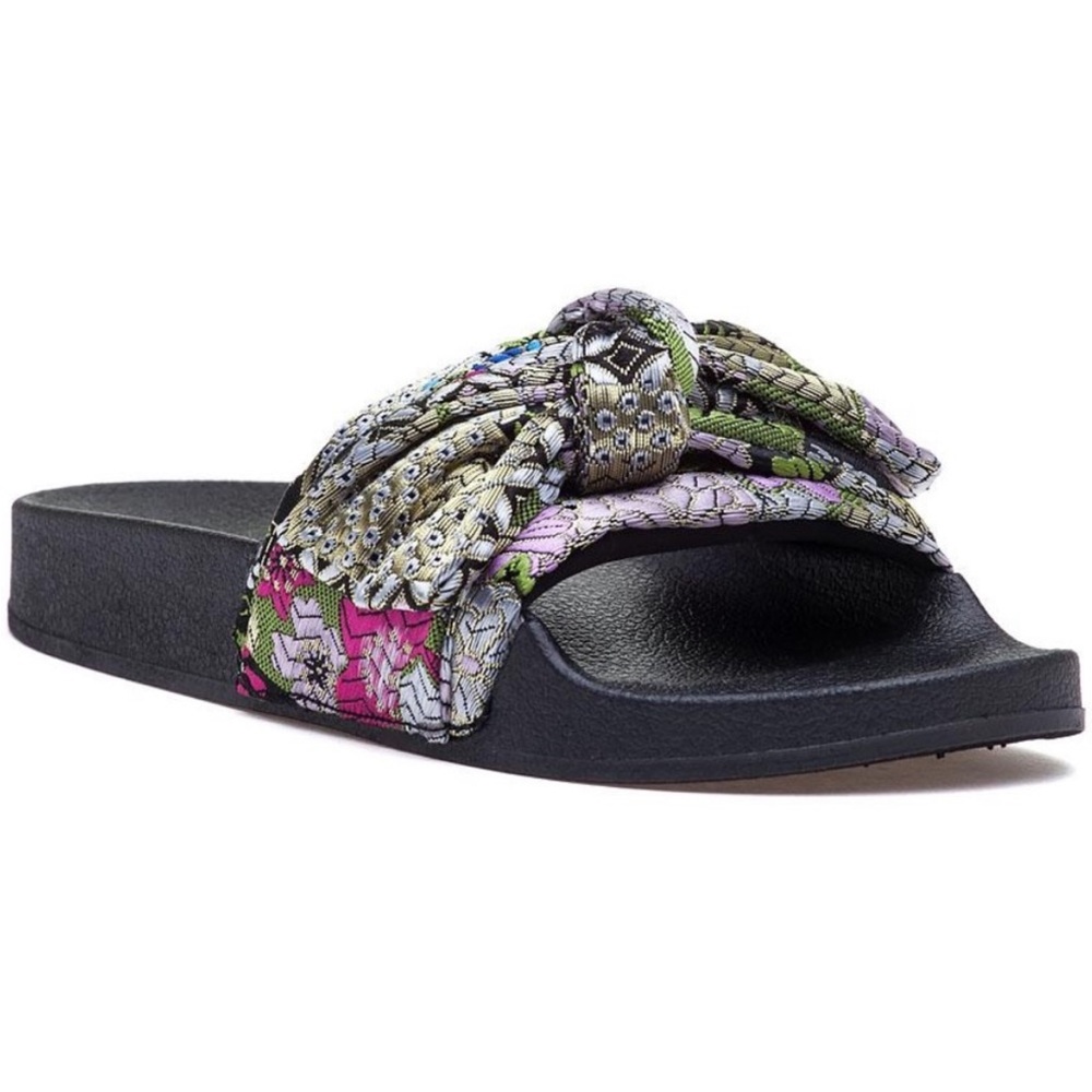 Steve Madden multi coloured floral bow detail slides size 7 LAST PRICE